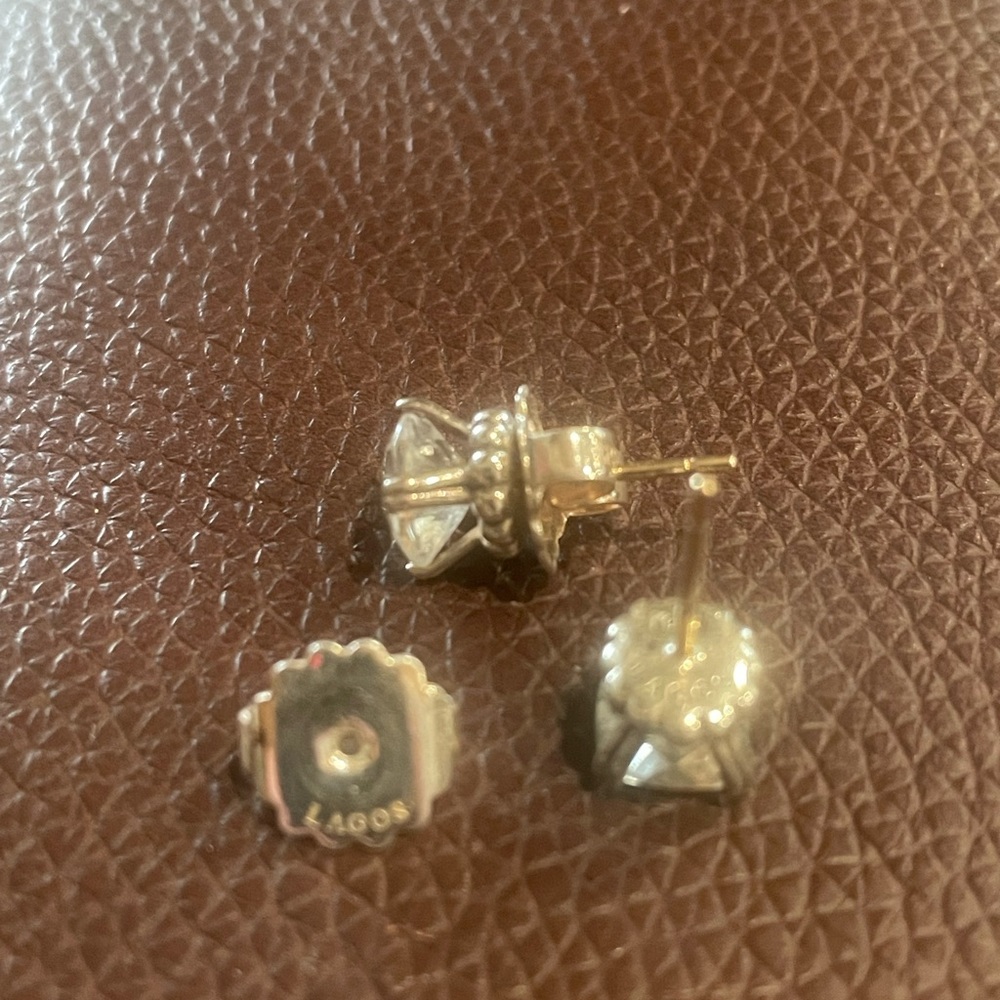 Lagos silver cz diamond stud earrings